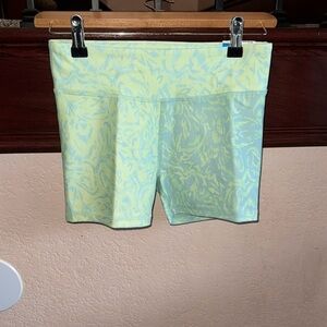 DSG Girls Blue & Lime Green Momentum Mid-Rise Athletic Bike Gymnastics Shorts